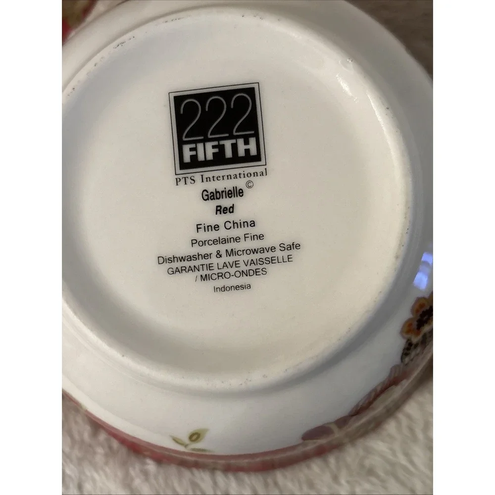 222 Fifth Gabrielle Red Cereal & Soup Bowls 5-3/4 Inches Set of 2